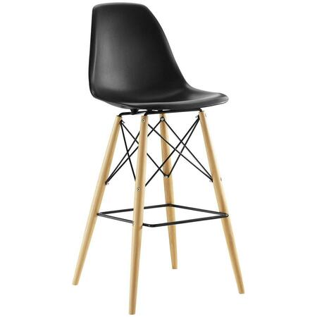 PRIMEWIR Pyramid Bar Stool in Black ABS on Beech Legs with Steel Wire EEI-1701-BLK